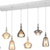 Aldea Takpendel 8 st 115cm E14 bärnsten/förkromad