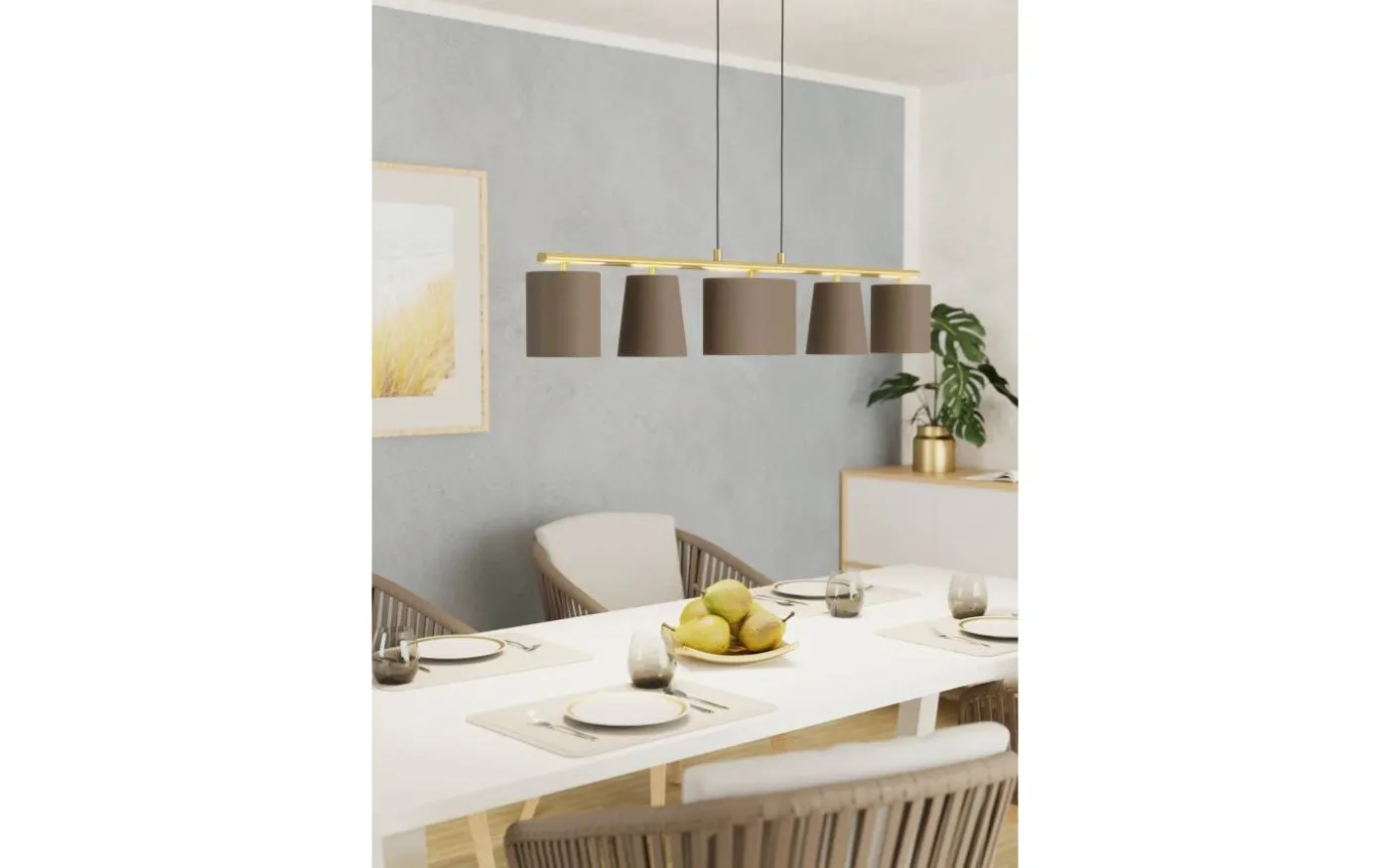 Almeida Taklampa 120cm Cappuccino/Borstad Mässing