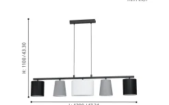 Almeida Taklampa 120cm Svart/Grå/Vit