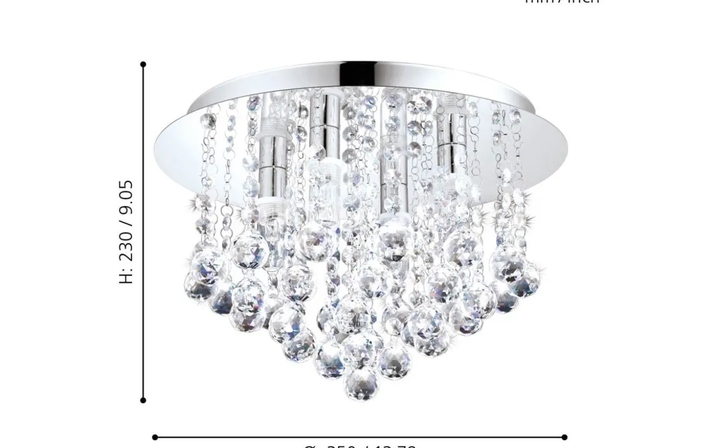 Almonte Kristallplafond 35cm G9 LED 3000K 4x3W Krom IP44