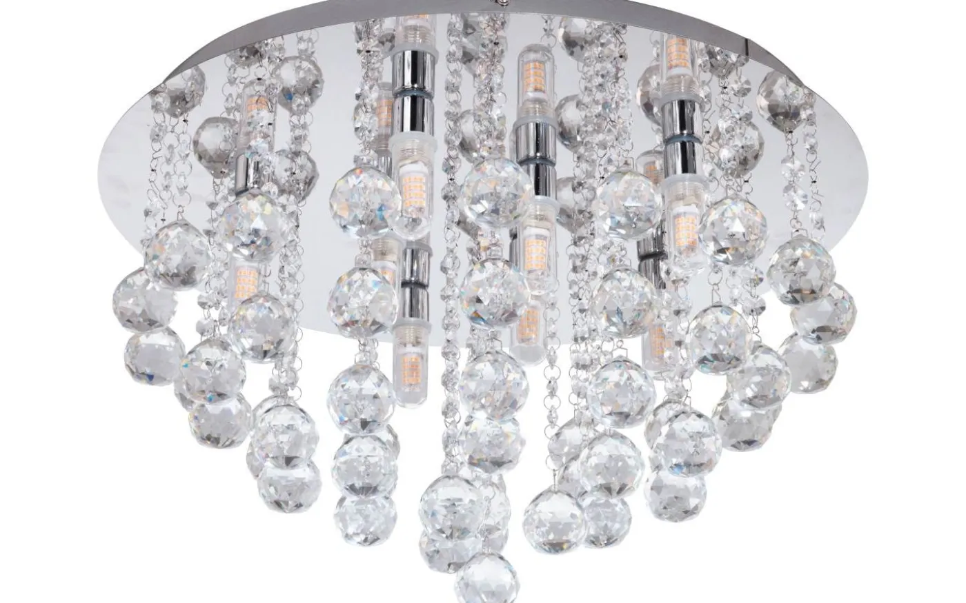 Almonte Kristallplafond 50cm G9 LED 3000K 8x3W Krom IP44