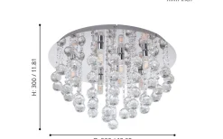 Almonte Kristallplafond 50cm G9 LED 3000K 8x3W Krom IP44