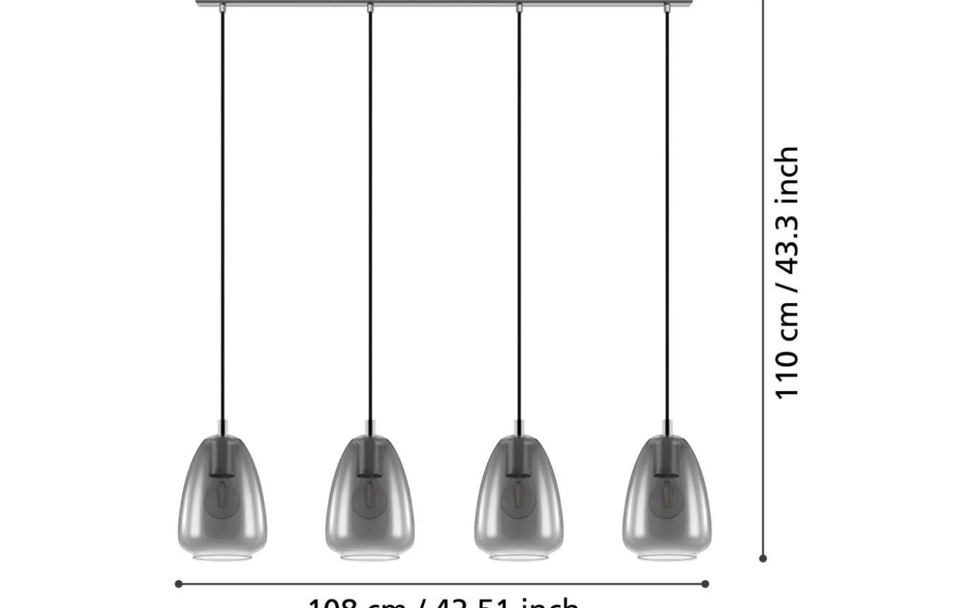 Alobrase Taklampa 108cm Svart Rök