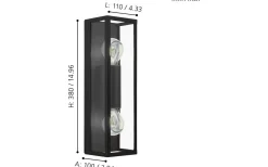 Amezola 2L Vägglampa Svart IP44