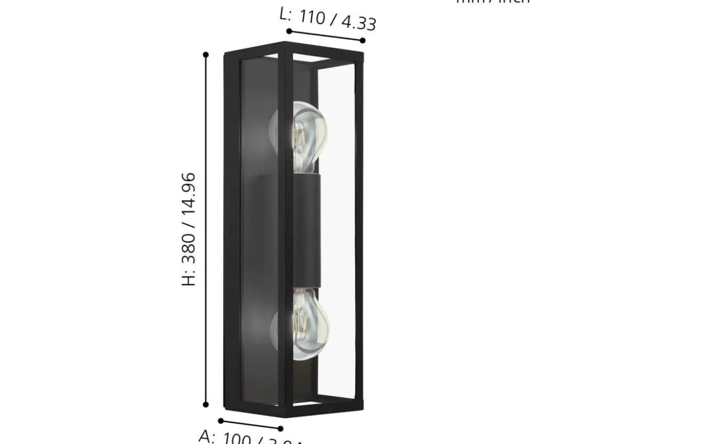 Amezola 2L Vägglampa Svart IP44