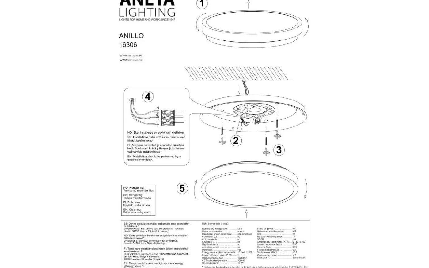 Anillo Plafond 40cm LED 18W 3000K Vit