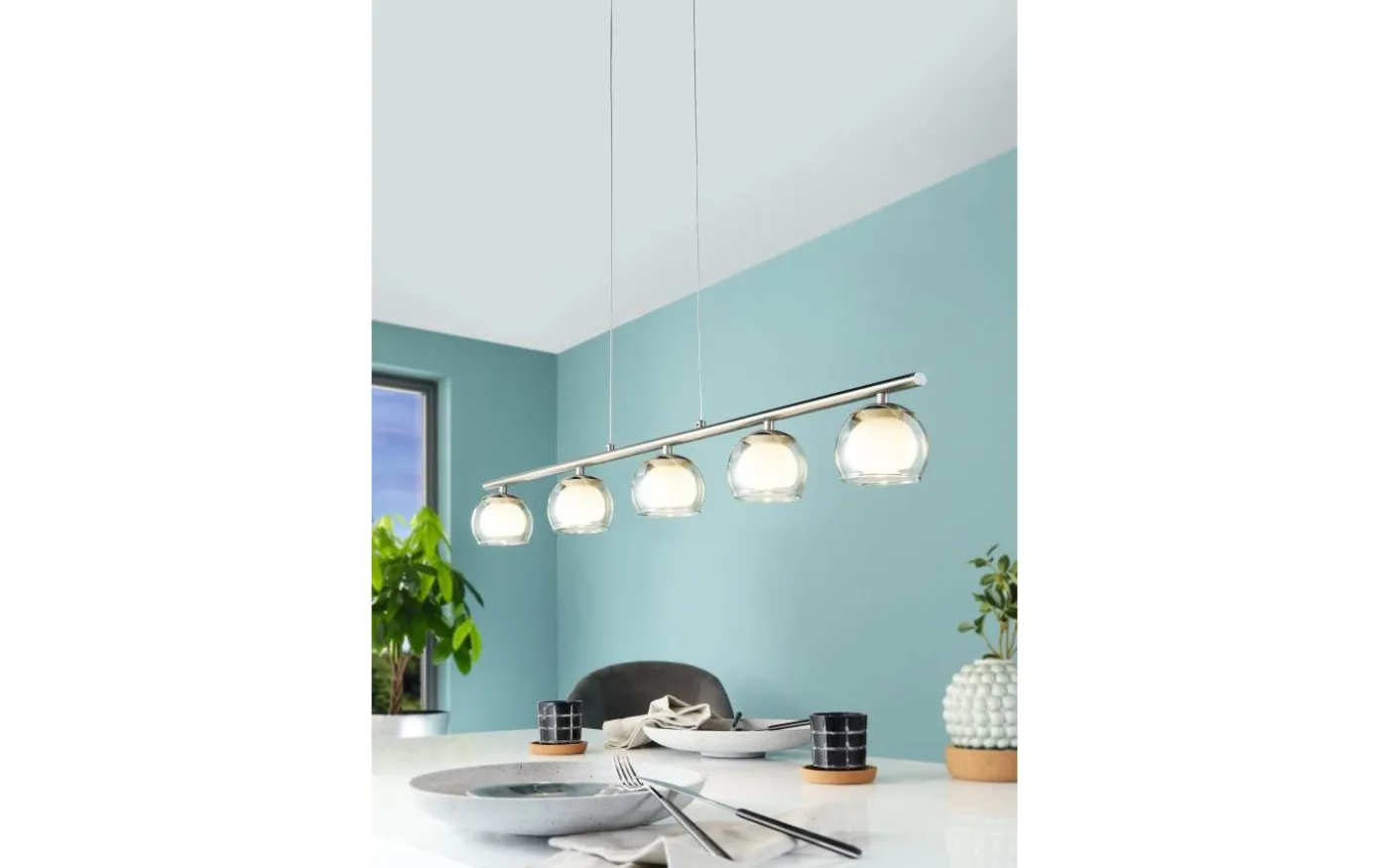 Ascolese Taklampa 90cm LED 3000K 5x3,3W Nickel