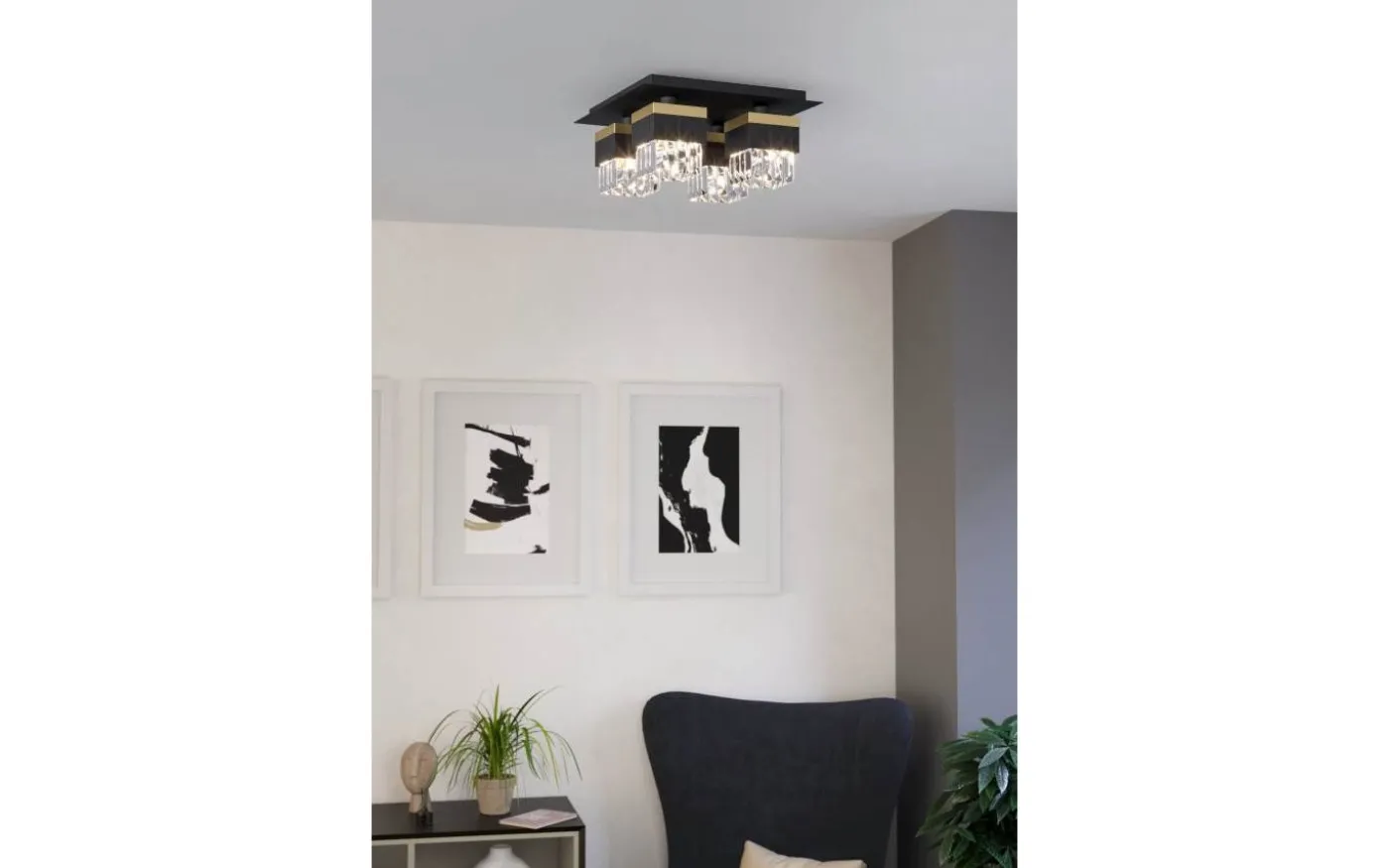 Barrancas Plafond 38cm Svart/Kristall