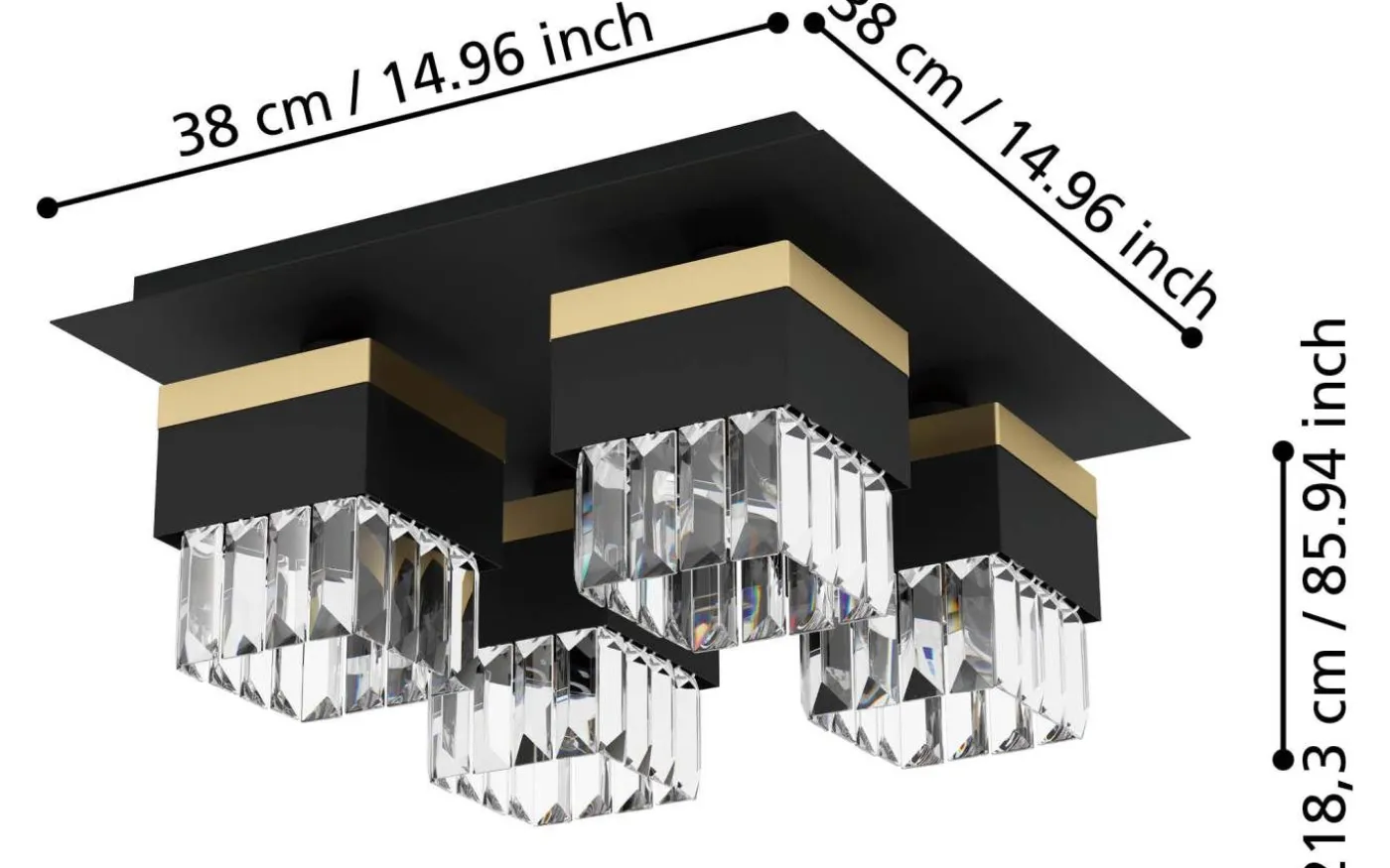 Barrancas Plafond 38cm Svart/Kristall