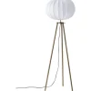 Base Tripod Golvlampa 125cm Antikmässing/Vit