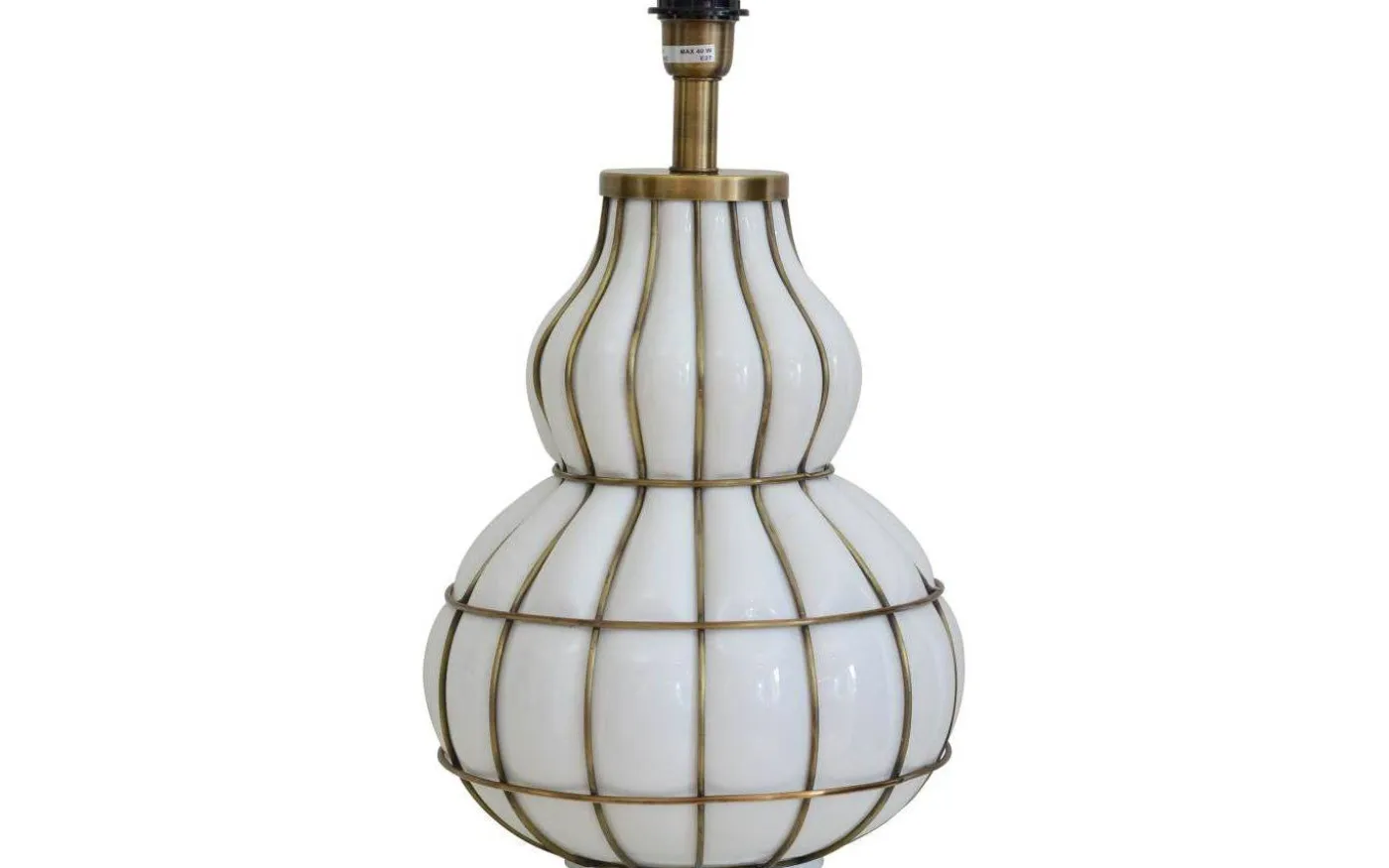 Beatrice Lampfot 50cm Vit/Mässing