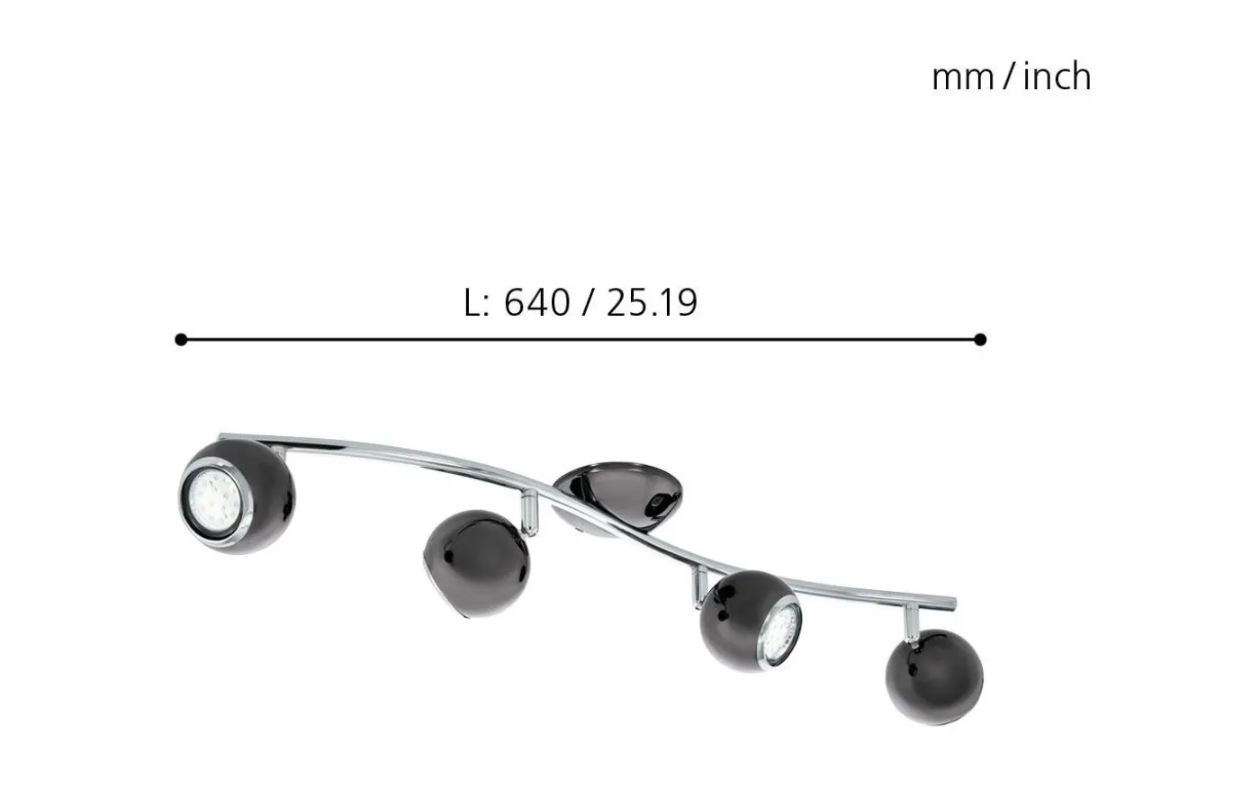 Bimeda Takspotlight 64cm GU10 LED 3000K 4x2,8W Nickel