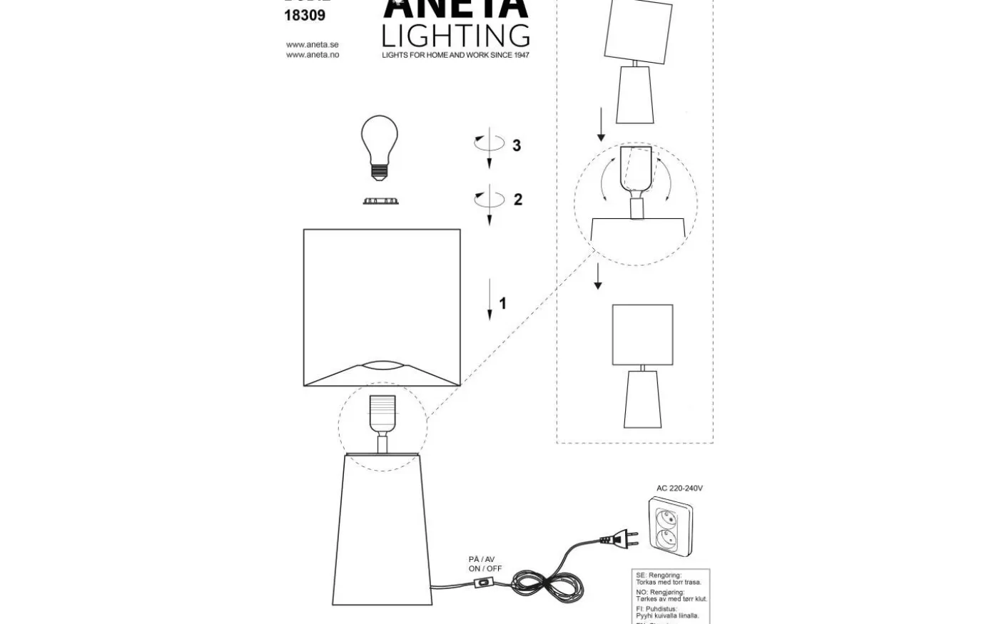 Bodil Bordslampa 45cm Blå/Naturvit