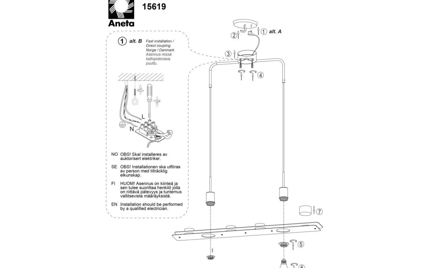 Bricka Taklampa 78cm Svart