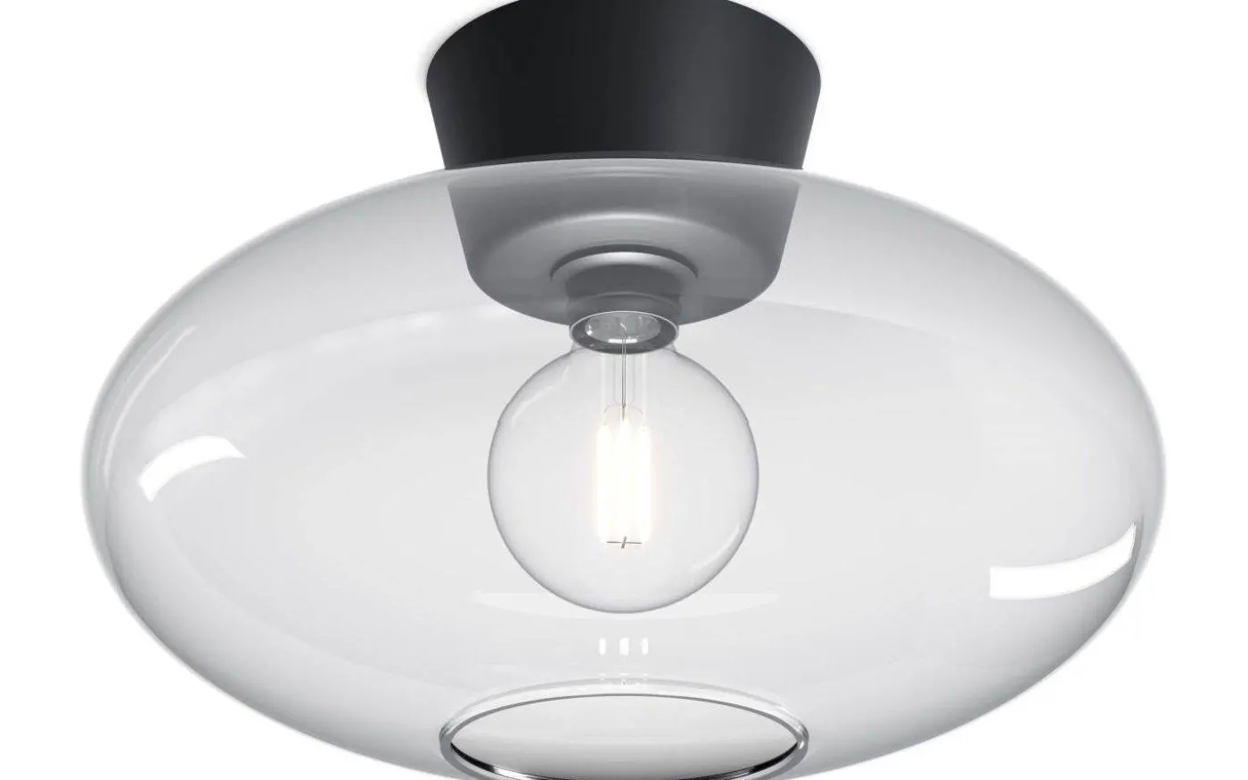 Bullo Plafond 38cm Mattsvart/Klarglas