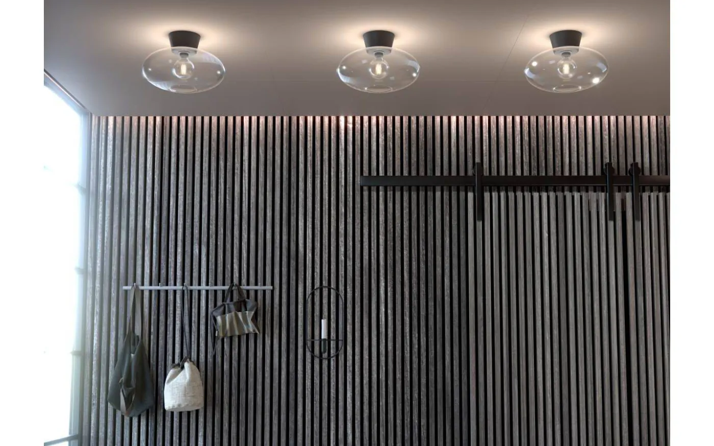 Bullo Plafond 38cm Mattsvart/Klarglas