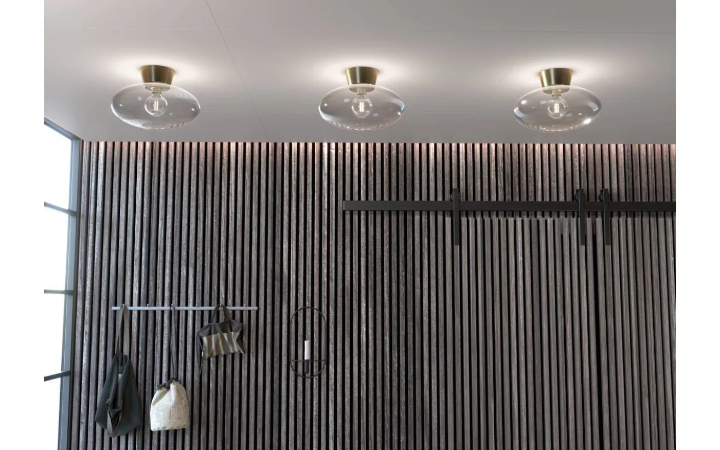 Bullo Plafond 38cm Mässing/Klarglas
