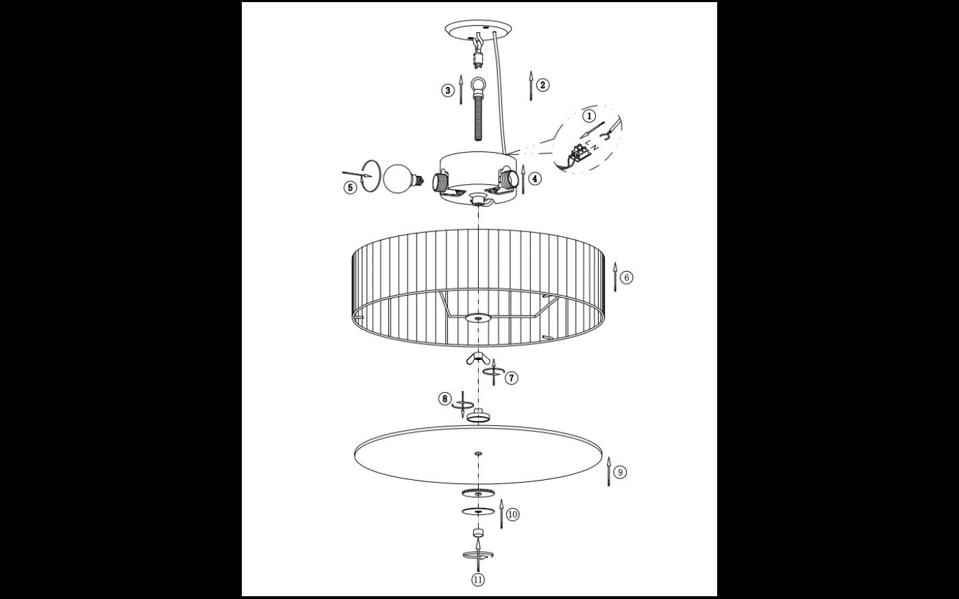 Byske Plafond 40cm 3L Svart/Frostad