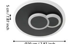 Cadegal Round Plafond 20cm LED 4000K 8W Svart