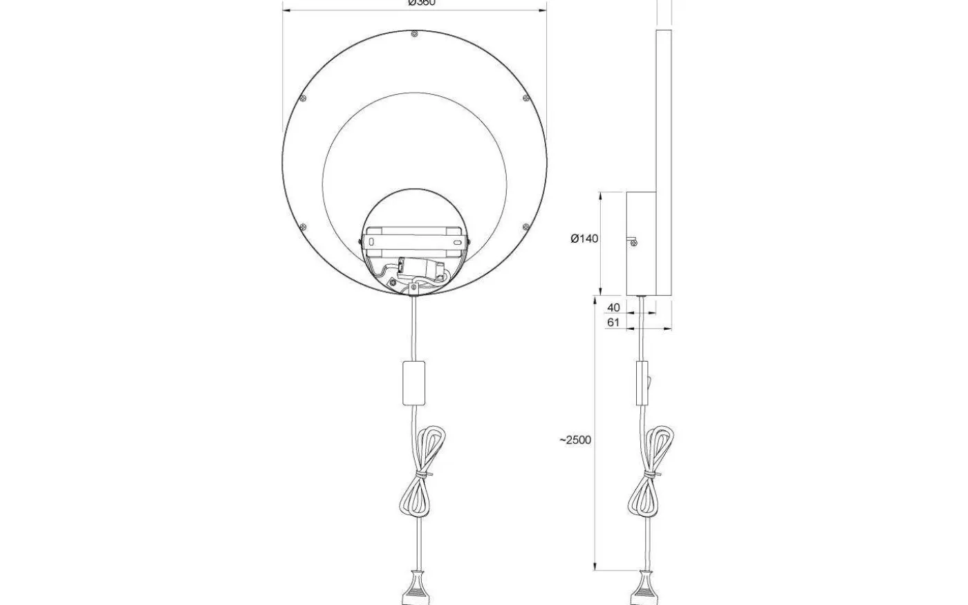 Carat Plafond/Vägglampa 36cm LED 15W 3000K Svart/Guld