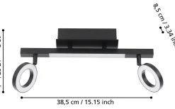 Cardillio 2 Takspotlight 39cm LED 3000K 2x3,2W + 3,3W Svart
