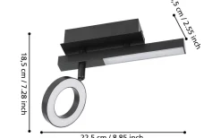 Cardillio 2 Takspotlight 23cm LED 3000K 3,2W + 2,2W Svart
