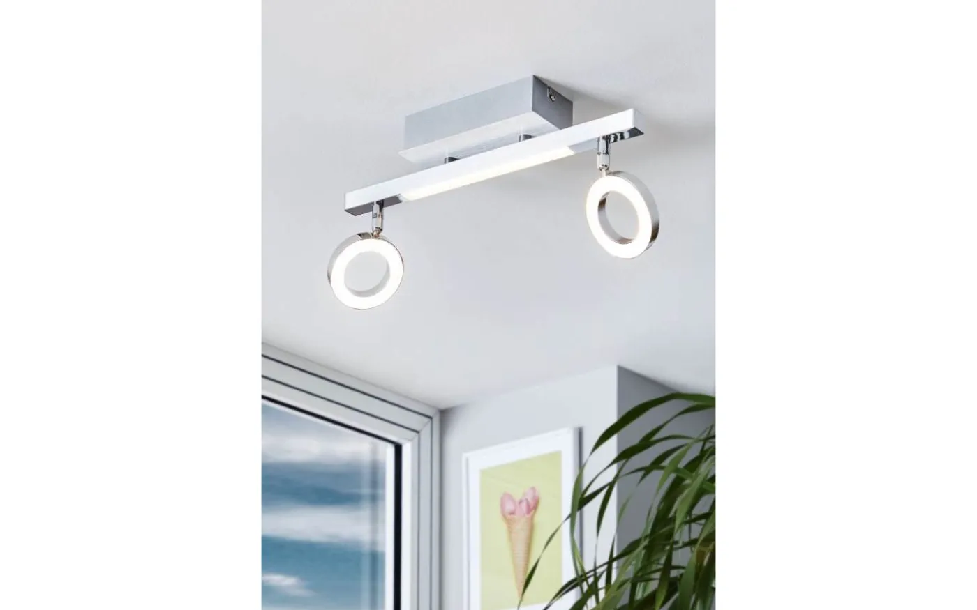 Cardillio Takspotlight 39cm LED 3000K 2x3,2W + 3,3W Krom