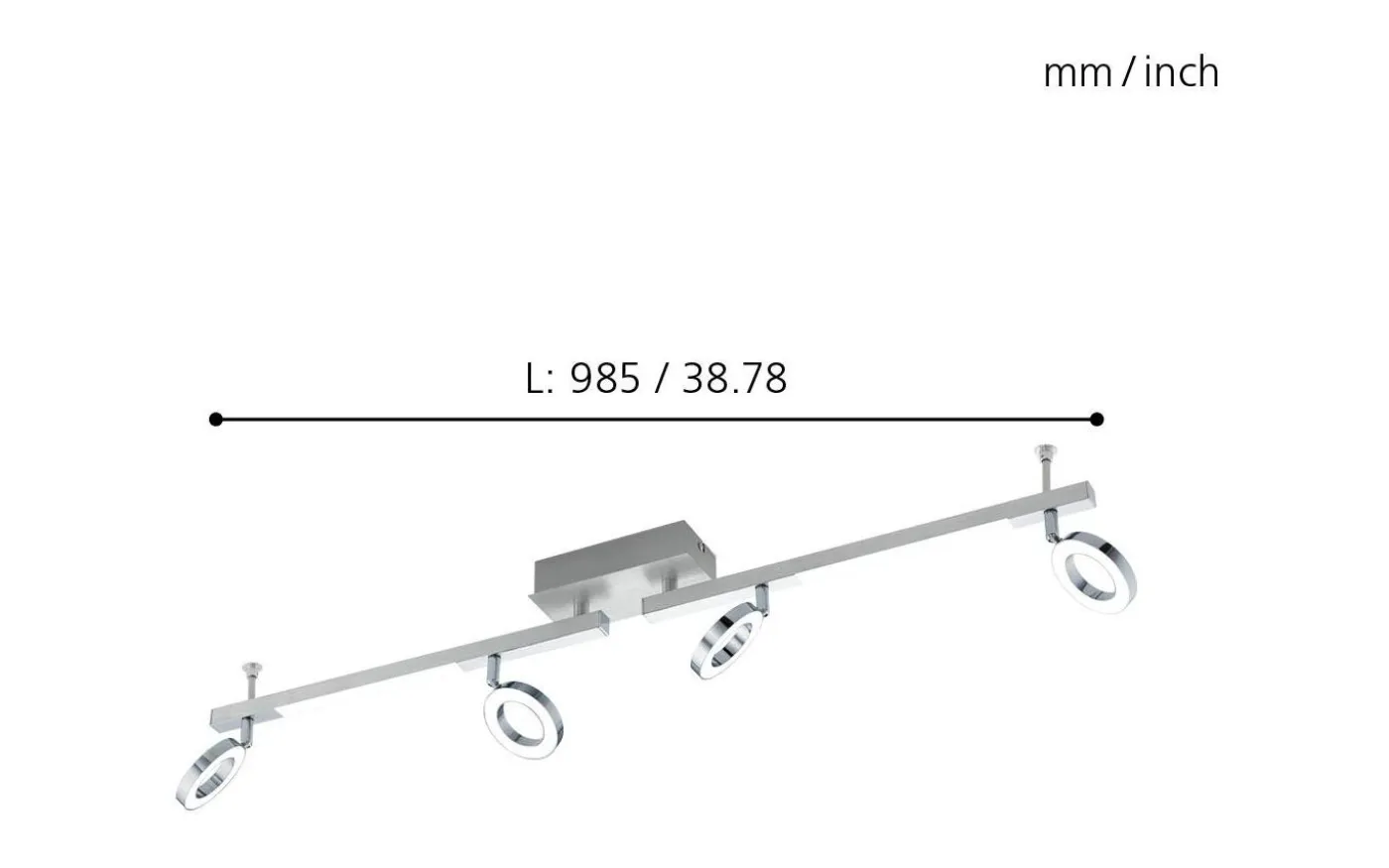 Cardillio Takspotlight 9cm LED 3000K 4x3,2W + 2x3,3W Krom