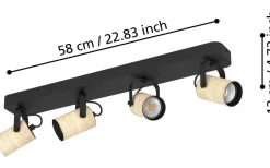 Cayuca Takspotlight 58cm GU10 LED 3000K 4x3W Svart