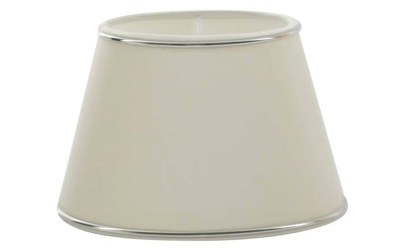 Chintz Oval Lampskärm 25cm Offwhite med Silverprofil