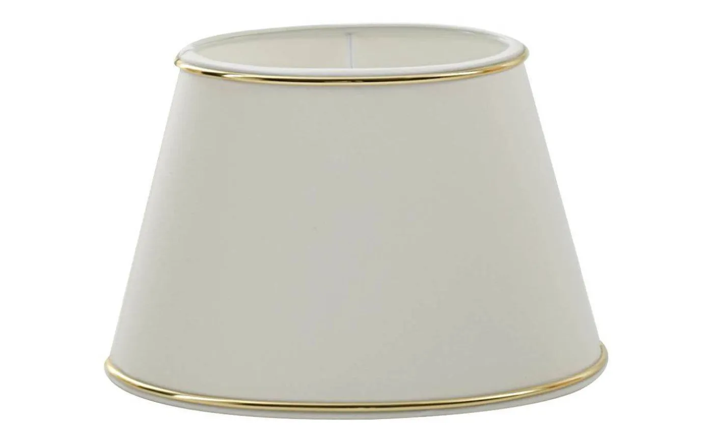 Chintz Oval Lampskärm 25cm Vit med Guldprofil