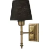 Classic Vägglampa Antikmässing med Lampskärm Mia Svart