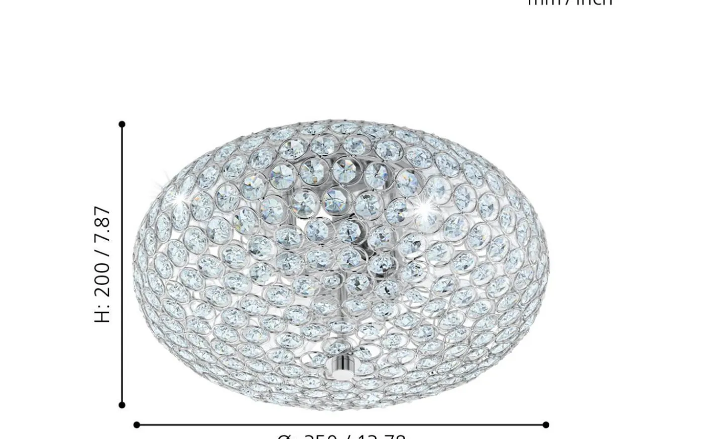 Clemente Kristallplafond 35cm Krom