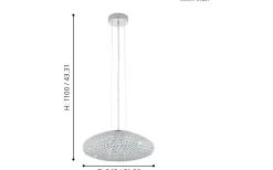 Clemente Taklampa Kristall 54cm Krom