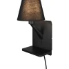Comfort Vägglampa E14 mattsvart med laddningsstation