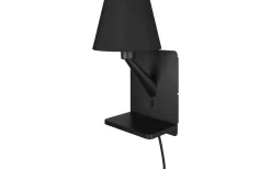 Comfort Vägglampa E14 mattsvart med laddningsstation