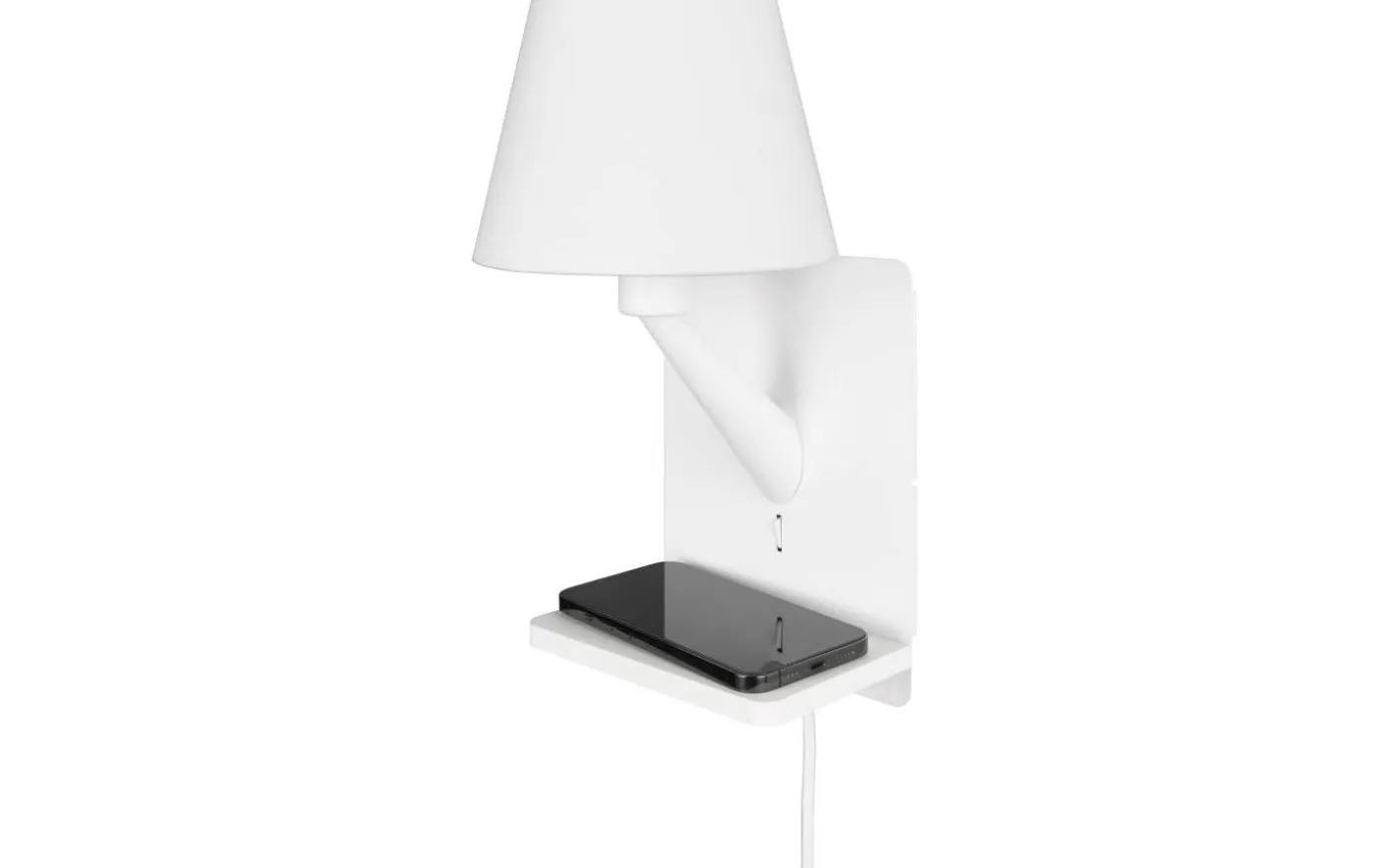 Comfort Vägglampa E14 mattvit med laddningsstation