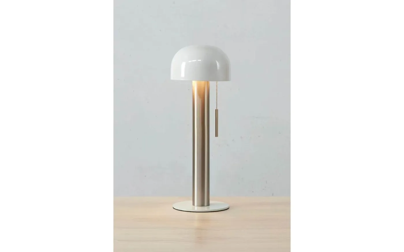 Costa Bordslampa 46cm Satin Nickel/Vit