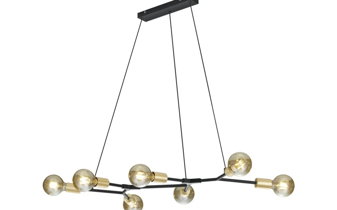 Cross Taklampa 7xE27 matt svart/guld
