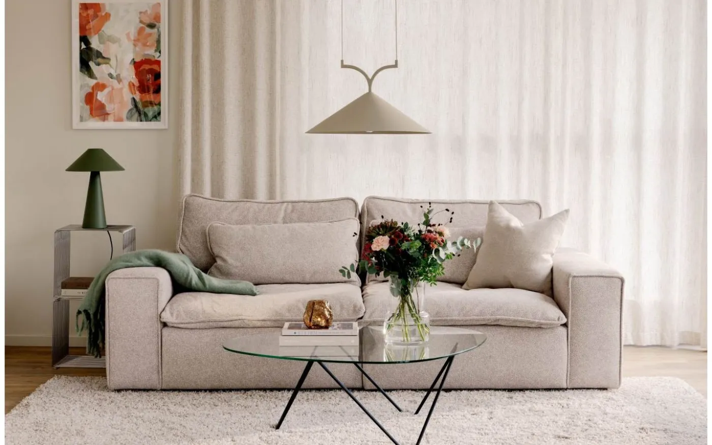 Curve Taklampa 50cm Beige