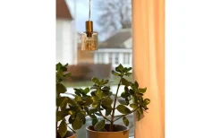 Cylinder Fönsterlampa 9cm Mässing/Amber