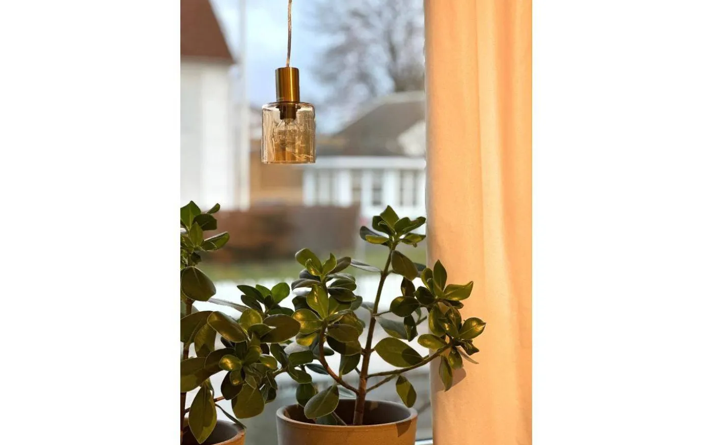 Cylinder Fönsterlampa 9cm Mässing/Amber