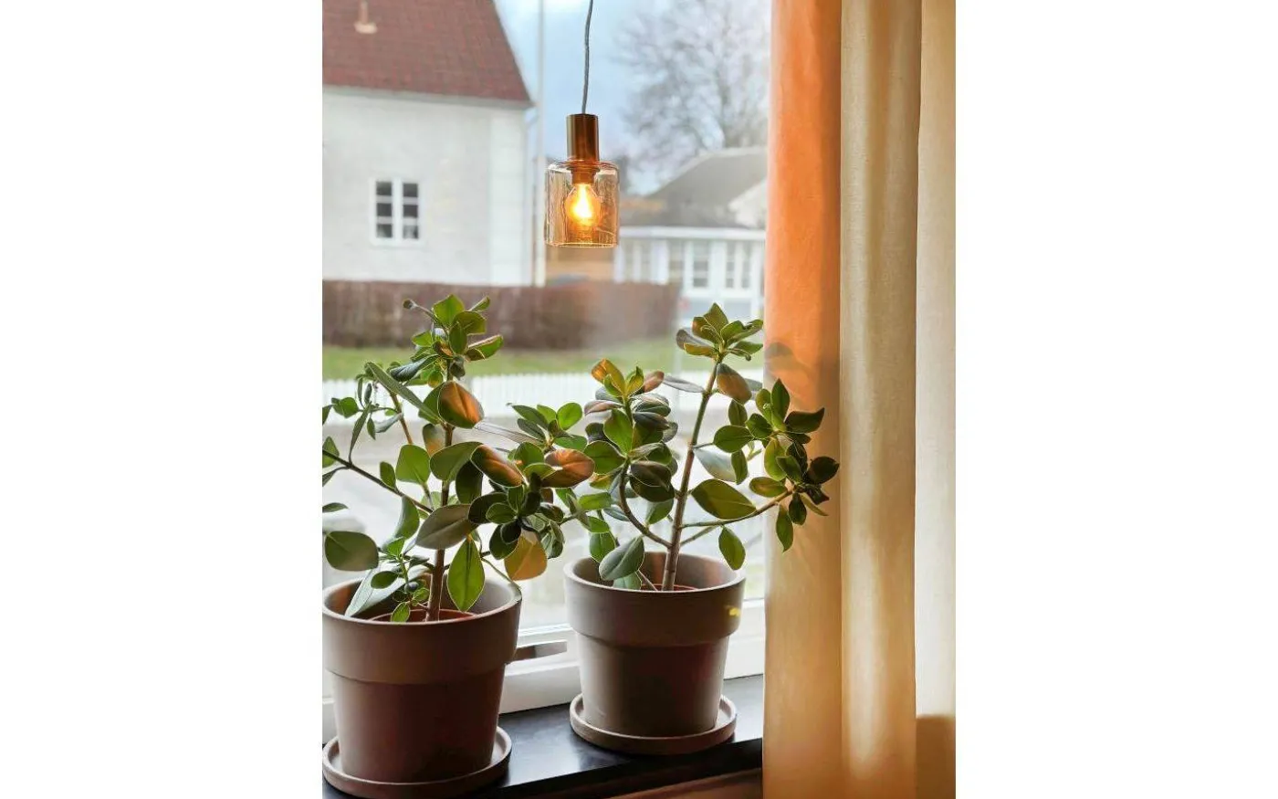Cylinder Fönsterlampa 9cm Mässing/Amber