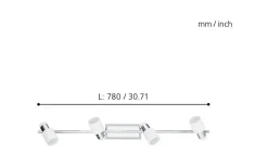 Davida Takspotlight 78cm GU10 LED 3000K 4x5W Vit