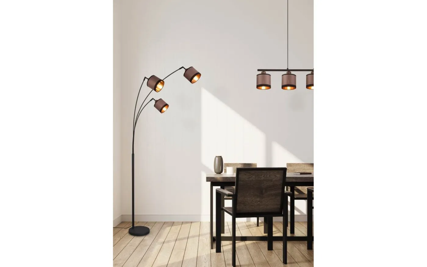 Davos Golvlampa 3-delad E14 matt svart/grå