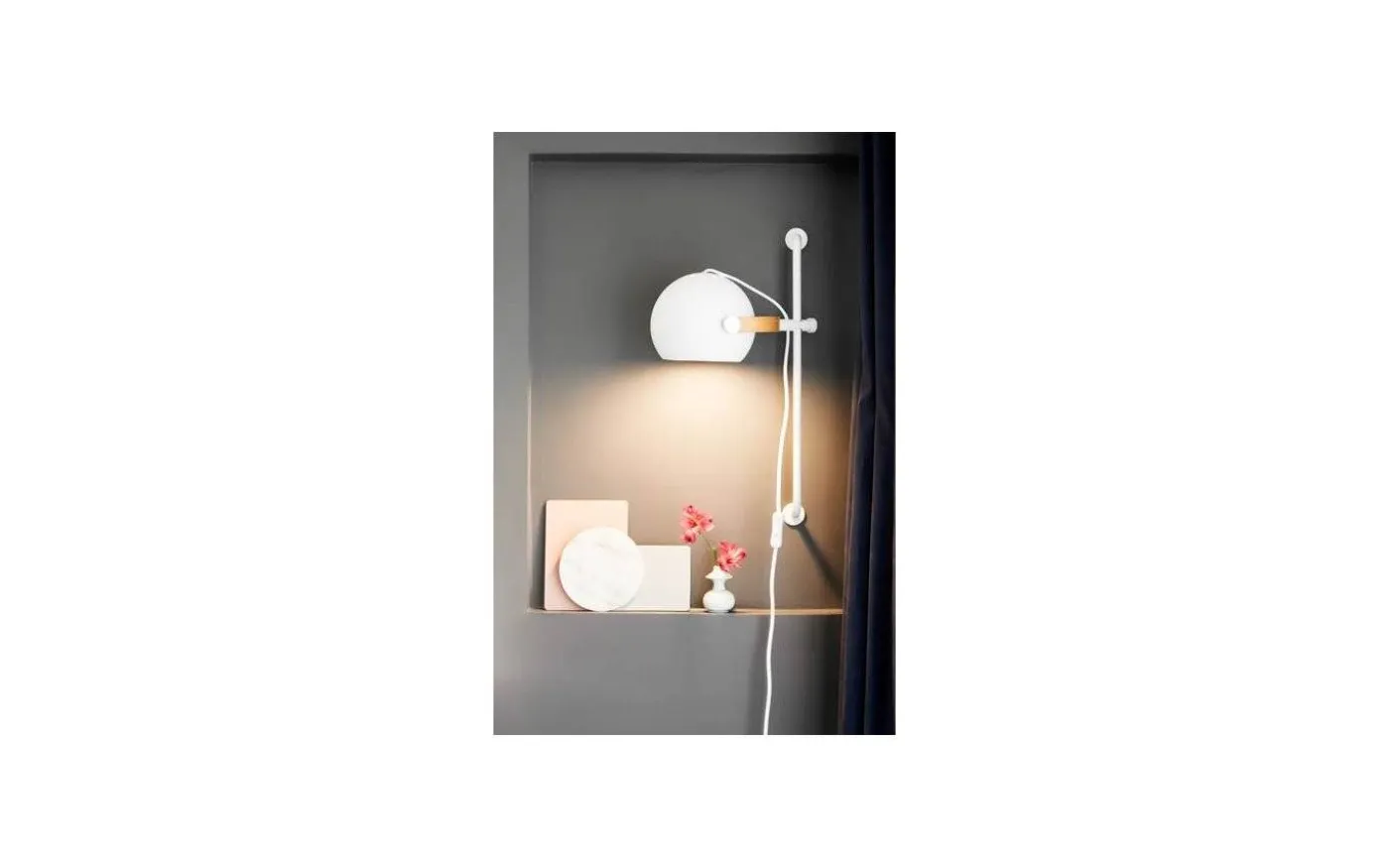 DC Vägglampa 52cm Vit/Ek