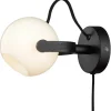 DC Vägglampa Opal/Svart Ek