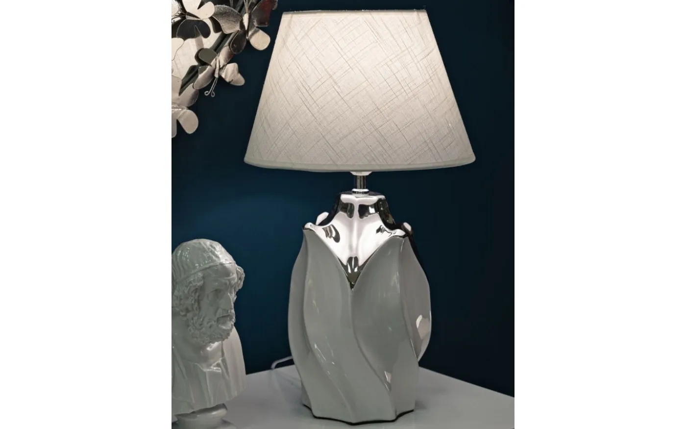 Delta Bordslampa 51cm Silver/Vit