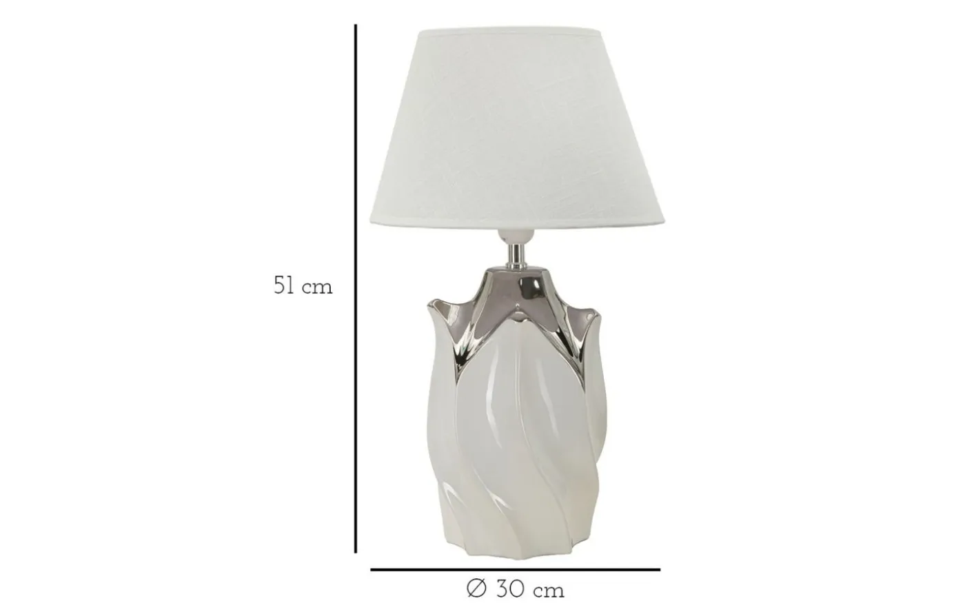 Delta Bordslampa 51cm Silver/Vit