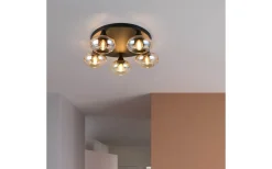 Divina Plafond 5-delad E14 matt svart/bärnsten